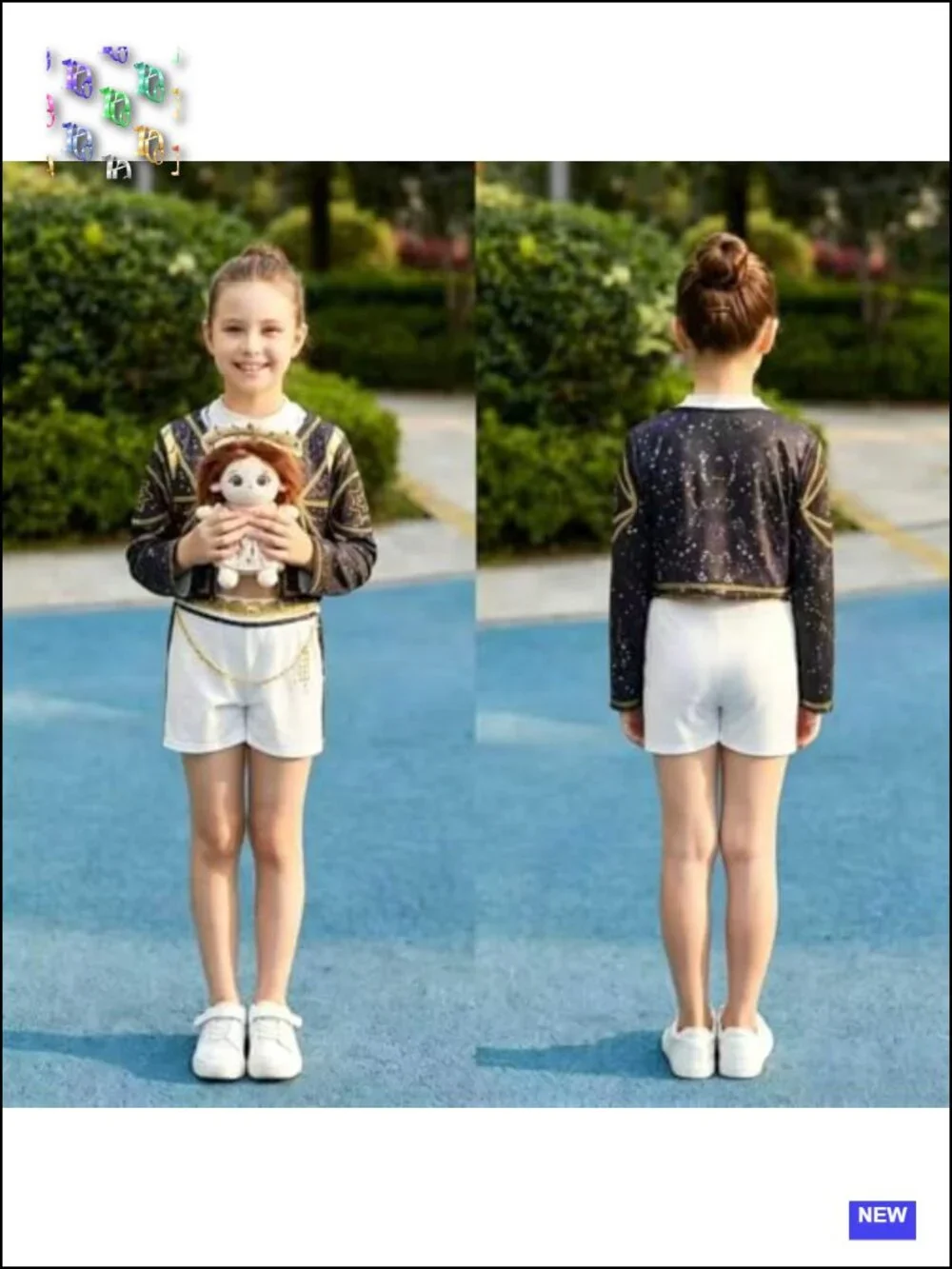 Girls Stage Costume Sequin Jacket with Shorts Halloween Cosplay Party
